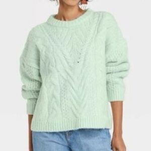 a new day Light Green Cable Knit Sweater
